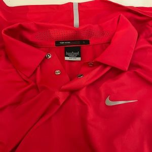 Nike Tiger Woods Collection Dri Fit Golf Polo L Red
